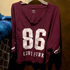 Jersey T-shirt, crop top pink